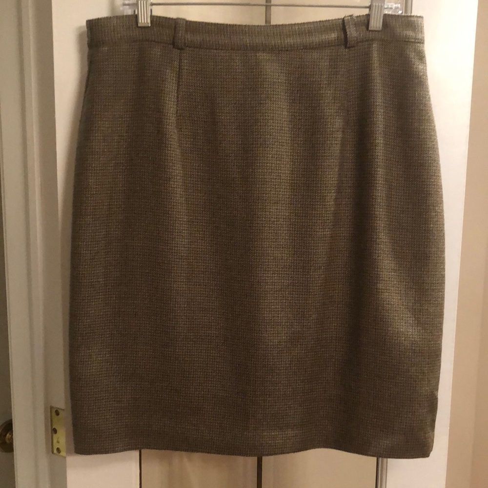 Vintage Conrad C Olive Brown Wool-Blend Pencil Skirt